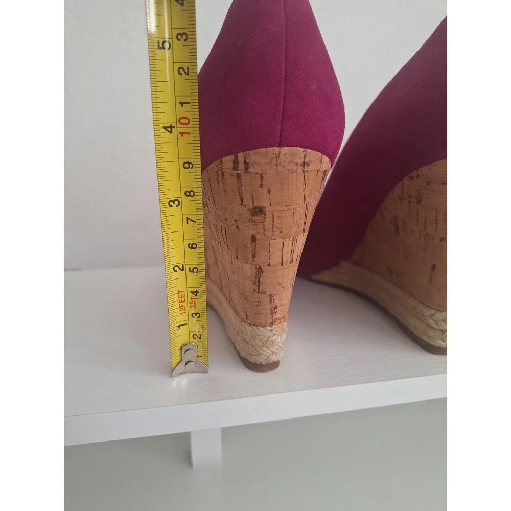 Franco Sarto Womens Oalix Pump Size 9 Magenta Pink Suede Wedge Heel Dress Shoe - Picture 6 of 8